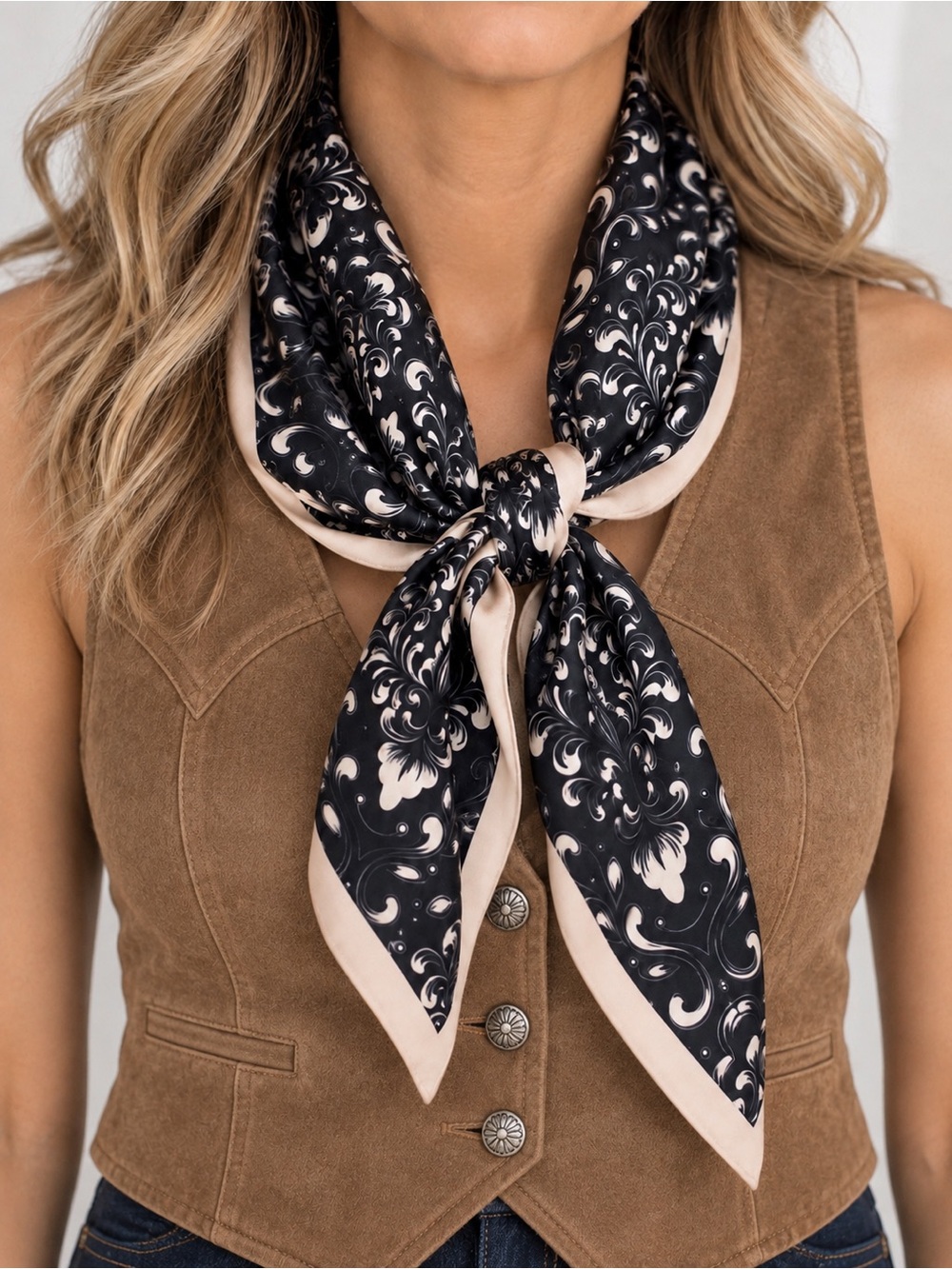 Anthropologie black and tan scarf/hair tie